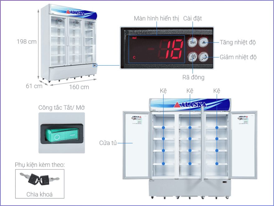 Tủ mát Alasla 3 cánh 