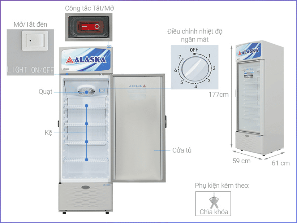 Tủ mát Alasla 1 cánh 